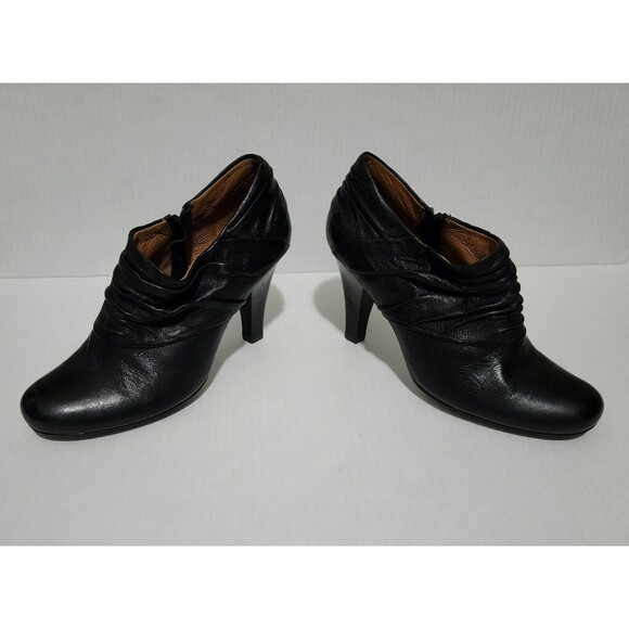 Sofft Womens Florina Leather Ankle Booties 8M Black 3.5" Heel Zipper 1056801 - Picture 3 of 9